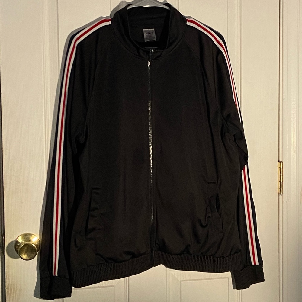 Athletic Works Black Zip Up Track Jacket. XXL/2XG.